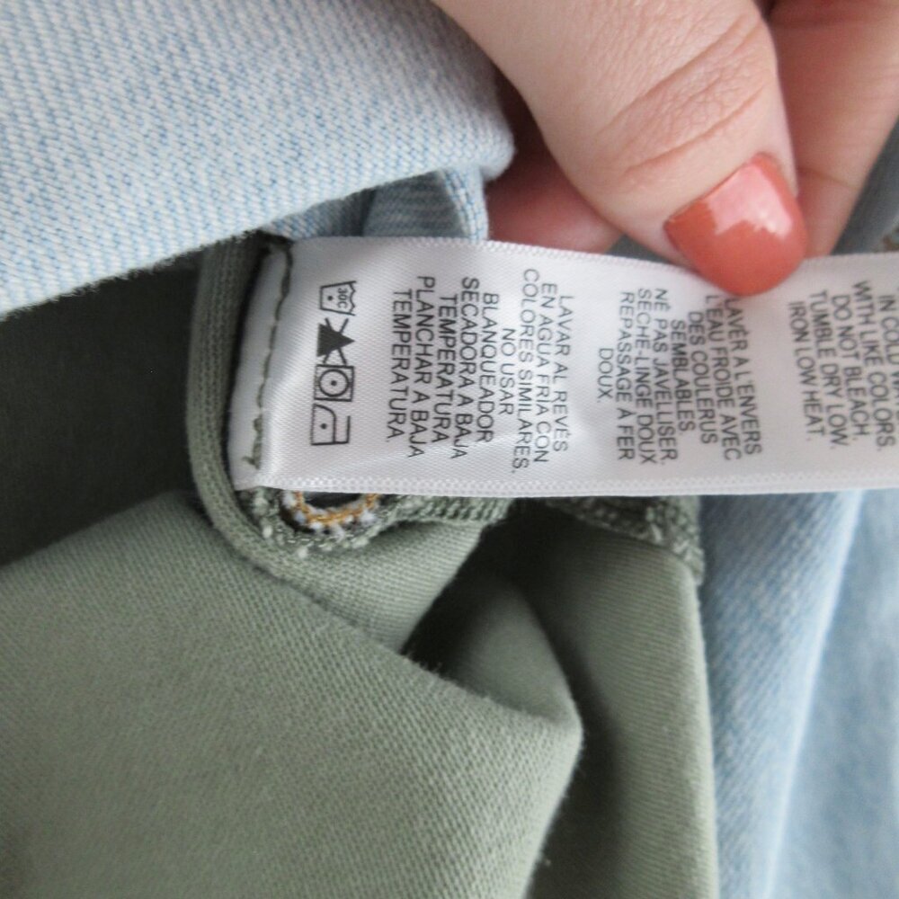 Frame Le Mixed Media Shirt Jacket Size S Cargo Denim Blue Green - Picture 6 of 11